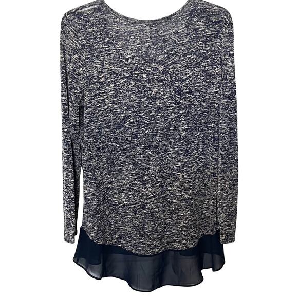 CHARMING CHARLIE LONG SLV KNIT TOP, WOMENS, L, NAVY BLUE & WHITE VARIEGATED - Picture 4 of 11